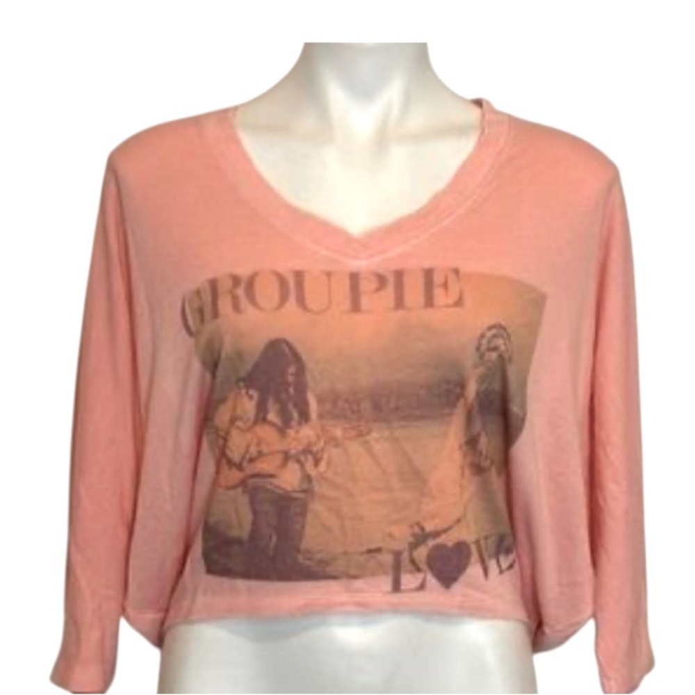 Brokedown Lightweight Semi Sheer V Neck Shirt Groupie Love Size Small